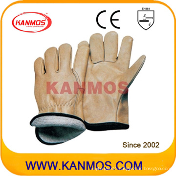 Yellow Cowhide Grain Leather Jersey Industrial Safety Warm Winter Work Gloves (12303)